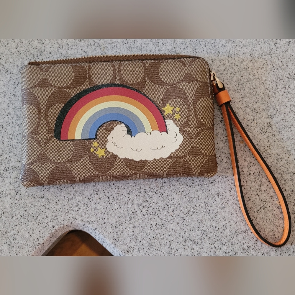 Coach rainbow wristlet